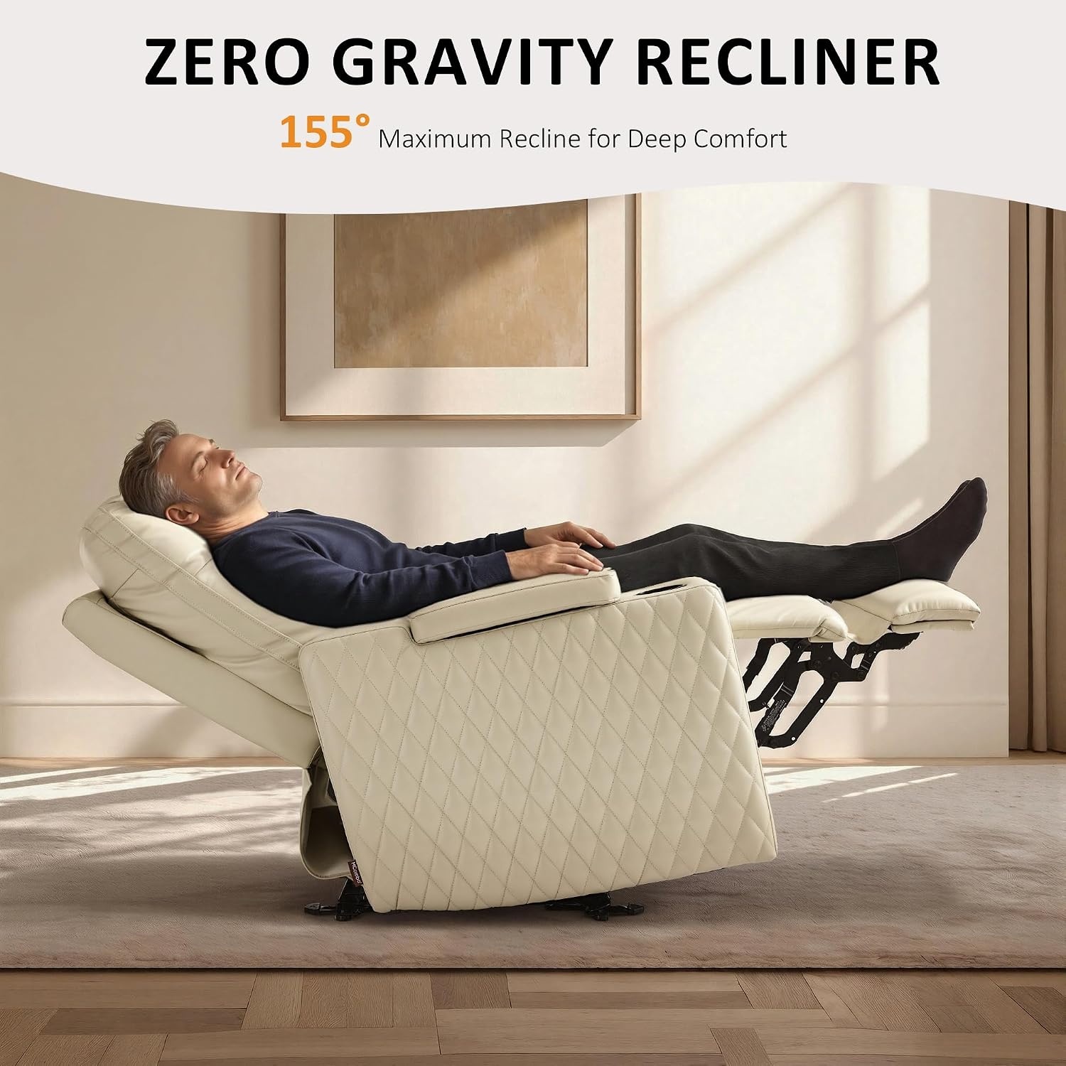 image:imageMCombo 80 Zero Gravity Oversized Power Reclining Loveseat with Adjustable Headrest for Living Room Double Recliner Sofa with USB amp Type C Armrest Storage amp LED Light HTS401SETBeige