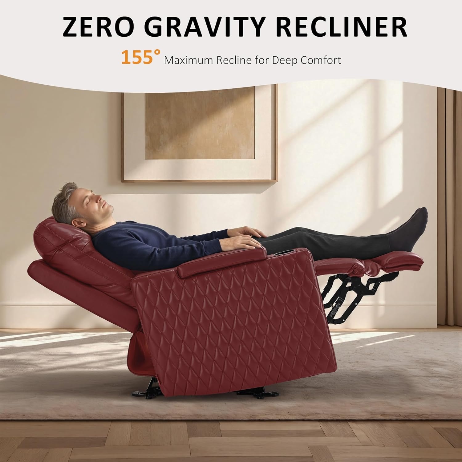 image:imageMCombo 80 Zero Gravity Oversized Power Reclining Loveseat with Adjustable Headrest for Living Room Double Recliner Sofa with USB amp Type C Armrest Storage amp LED Light HTS401SETRed