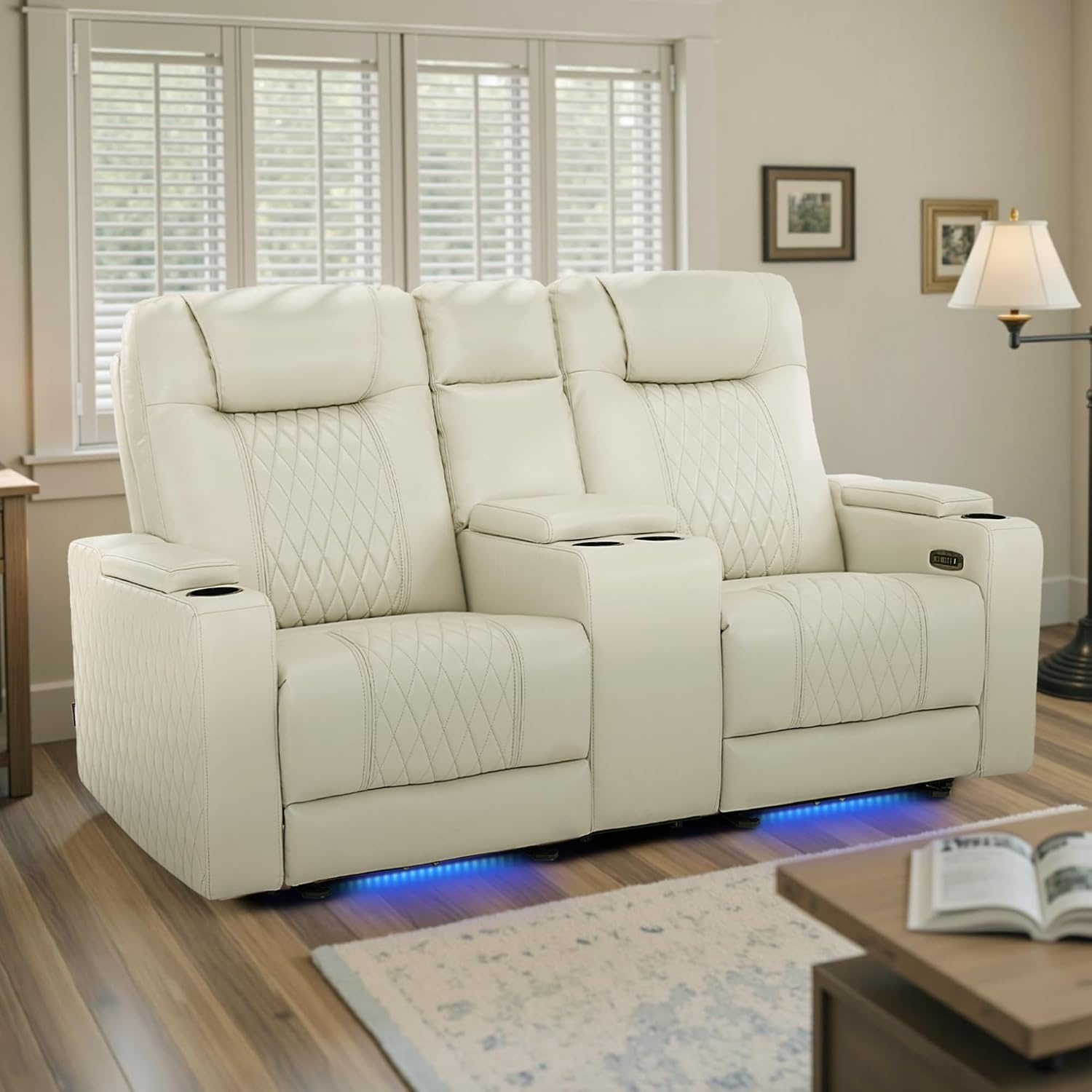 image:imageMCombo 80 Zero Gravity Oversized Power Reclining Loveseat with Adjustable Headrest for Living Room Double Recliner Sofa with USB amp Type C Armrest Storage amp LED Light HTS401SETBeige