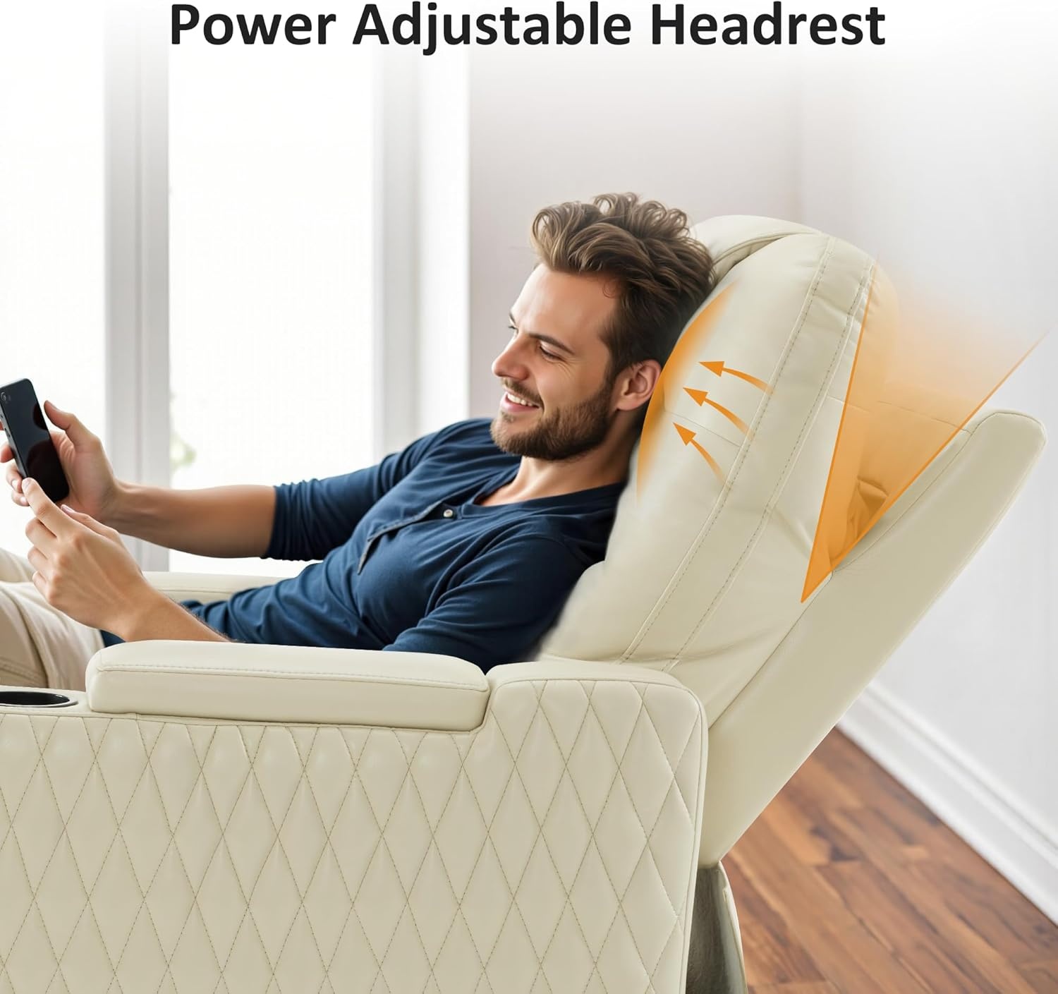 image:imageMCombo 80 Zero Gravity Oversized Power Reclining Loveseat with Adjustable Headrest for Living Room Double Recliner Sofa with USB amp Type C Armrest Storage amp LED Light HTS401SETBeige