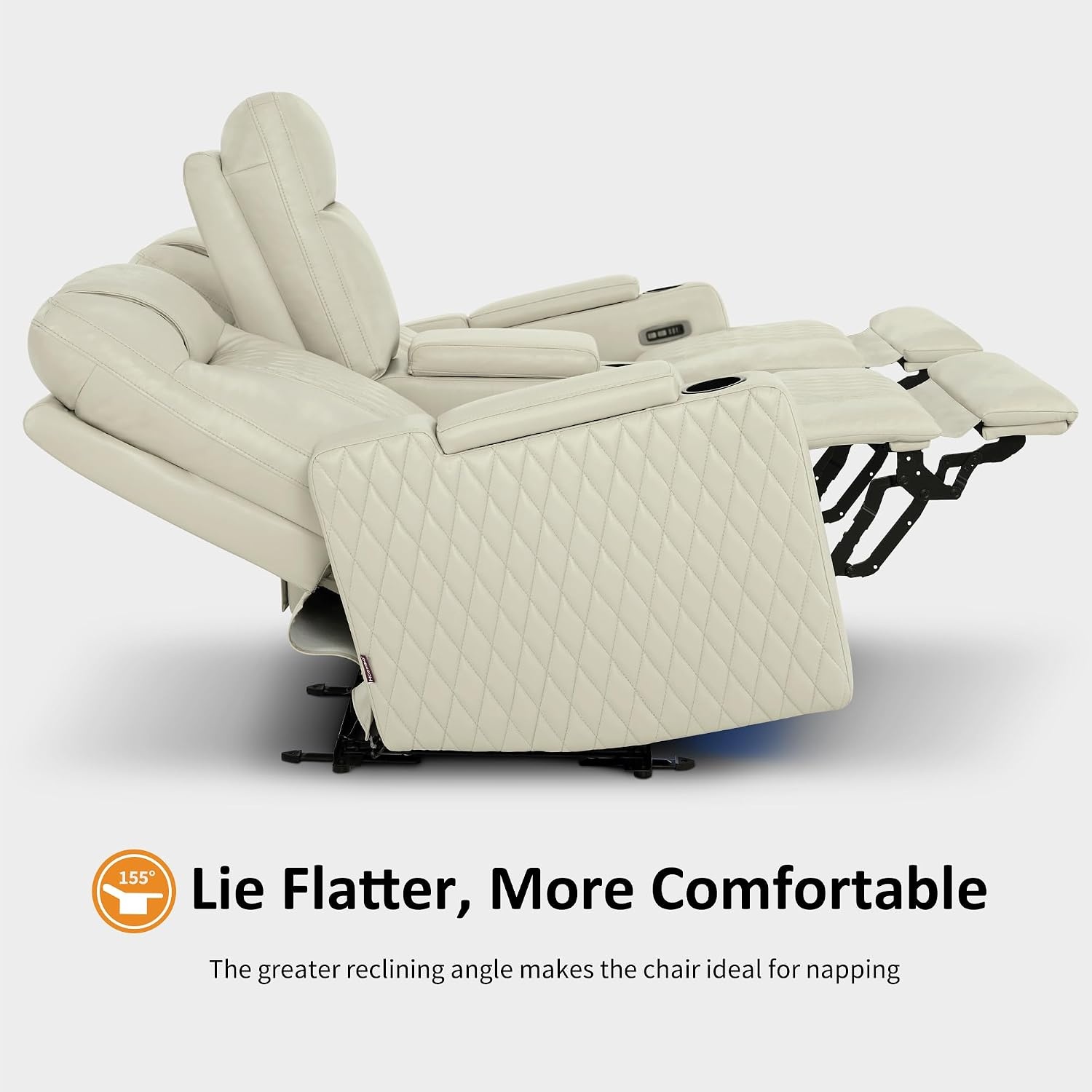 image:imageMCombo 80 Zero Gravity Oversized Power Reclining Loveseat with Adjustable Headrest for Living Room Double Recliner Sofa with USB amp Type C Armrest Storage amp LED Light HTS401SETBeige