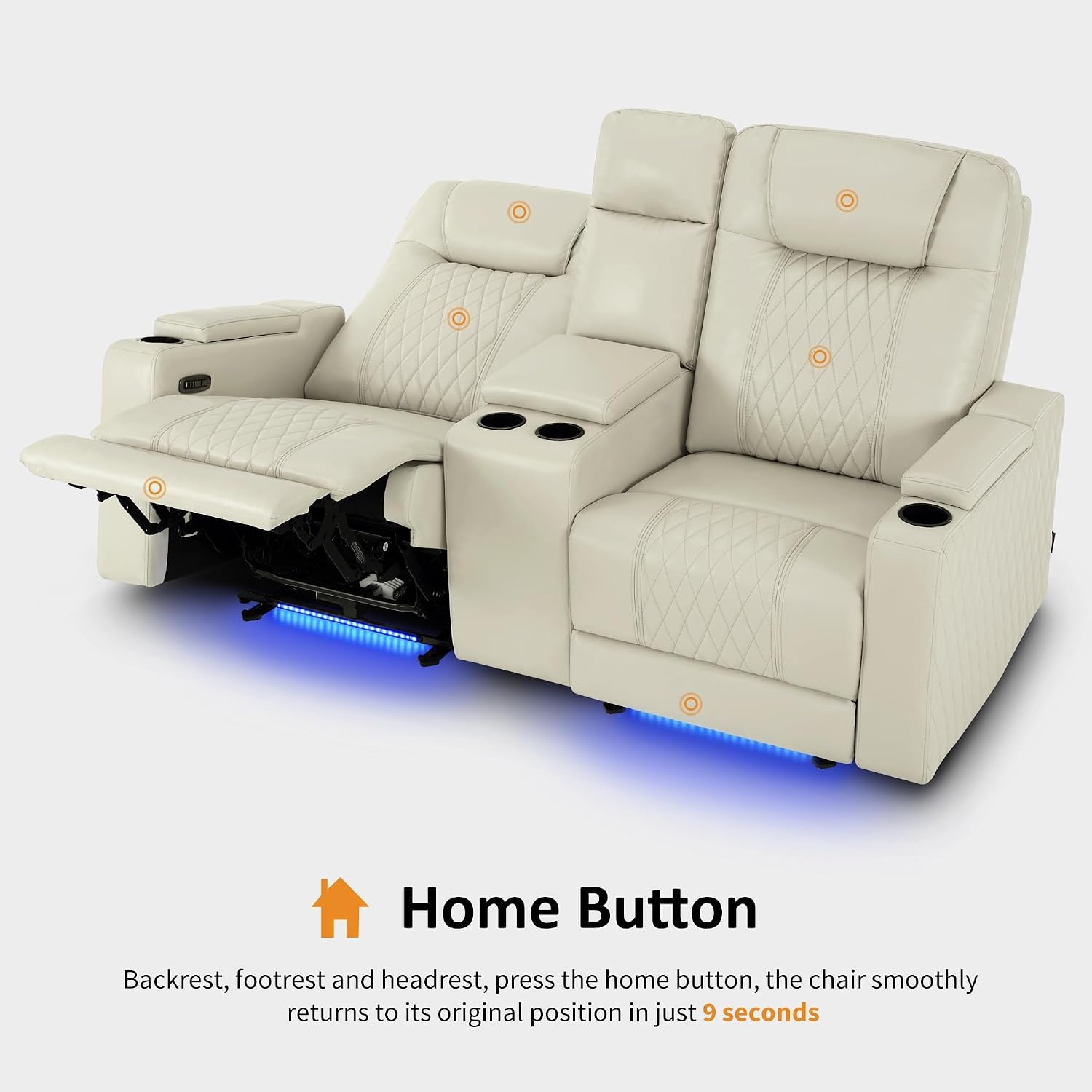 image:imageMCombo 80 Zero Gravity Oversized Power Reclining Loveseat with Adjustable Headrest for Living Room Double Recliner Sofa with USB amp Type C Armrest Storage amp LED Light HTS401SETBeige