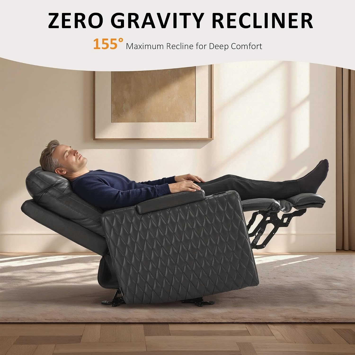 image:imageMCombo 80 Zero Gravity Oversized Power Reclining Loveseat with Adjustable Headrest for Living Room Double Recliner Sofa with USB amp Type C Armrest Storage amp LED Light HTS401SETDark Grey