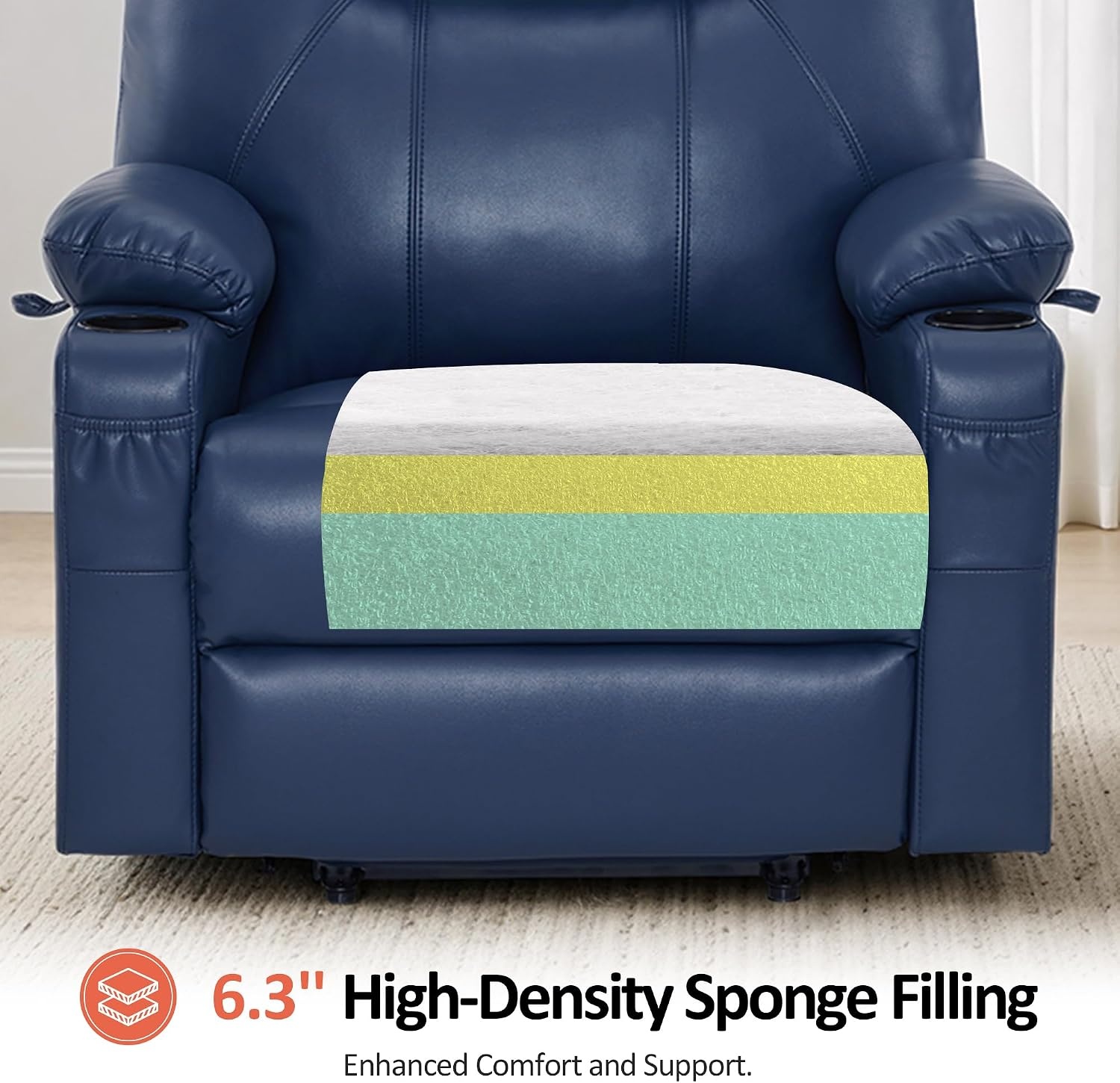 image:imageMCombo Extra Wide Power Lift Recliner Chair for Elderly Lift Chair with Heat and Massage for Big People USBampType C Ports Cup Holders Faux Leather R7045 Grey MediumWideBlue