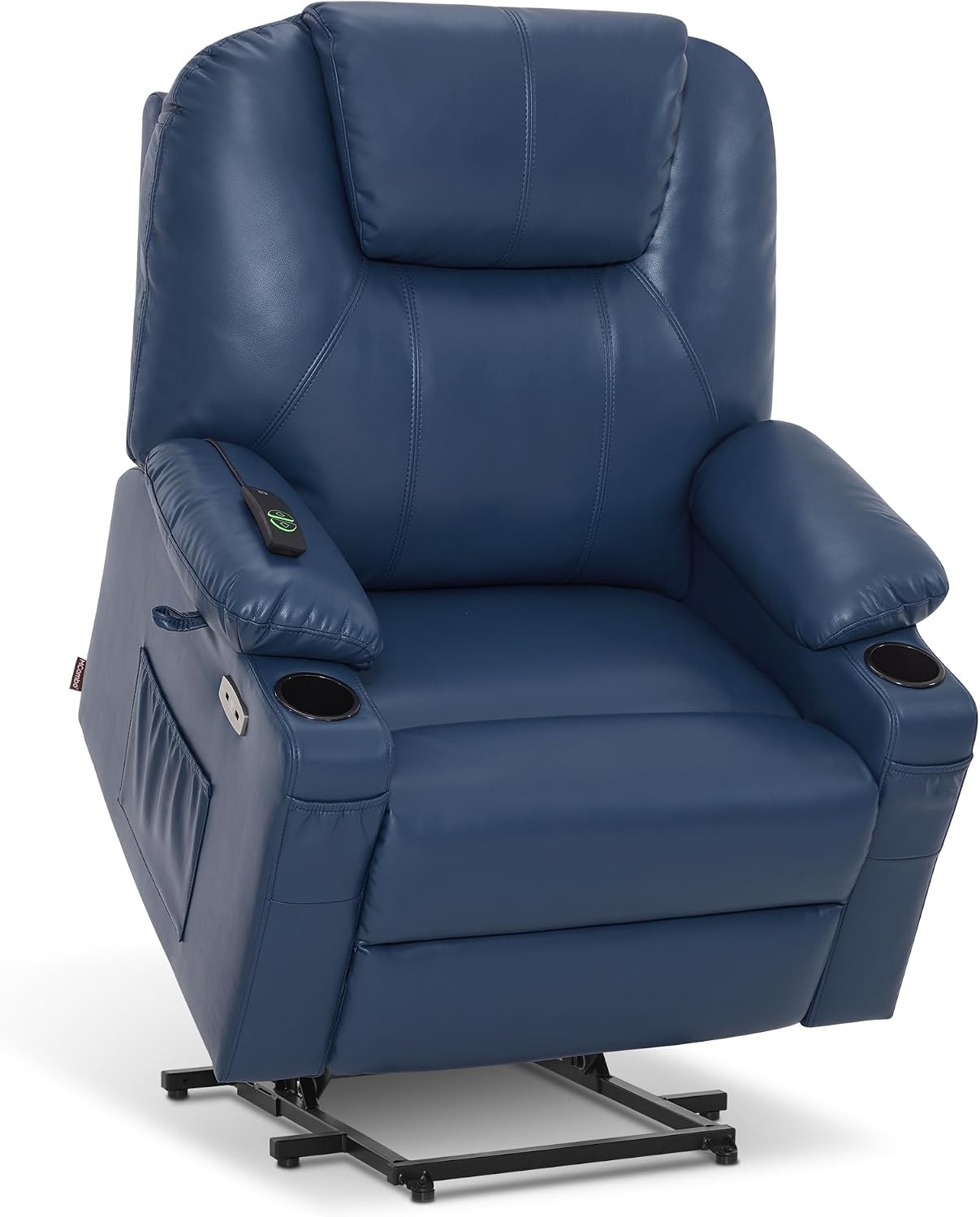 image:imageMCombo Extra Wide Power Lift Recliner Chair for Elderly Lift Chair with Heat and Massage for Big People USBampType C Ports Cup Holders Faux Leather R7045 Grey MediumWideBlue