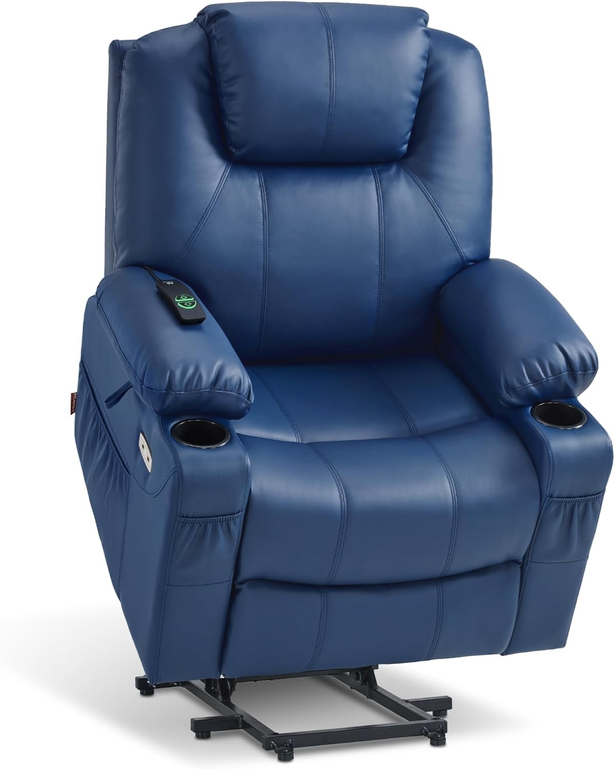 image:imageMCombo Extra Wide Power Lift Recliner Chair for Elderly Lift Chair with Heat and Massage for Big People USBampType C Ports Cup Holders Faux Leather R7045 Grey MediumWideBlue