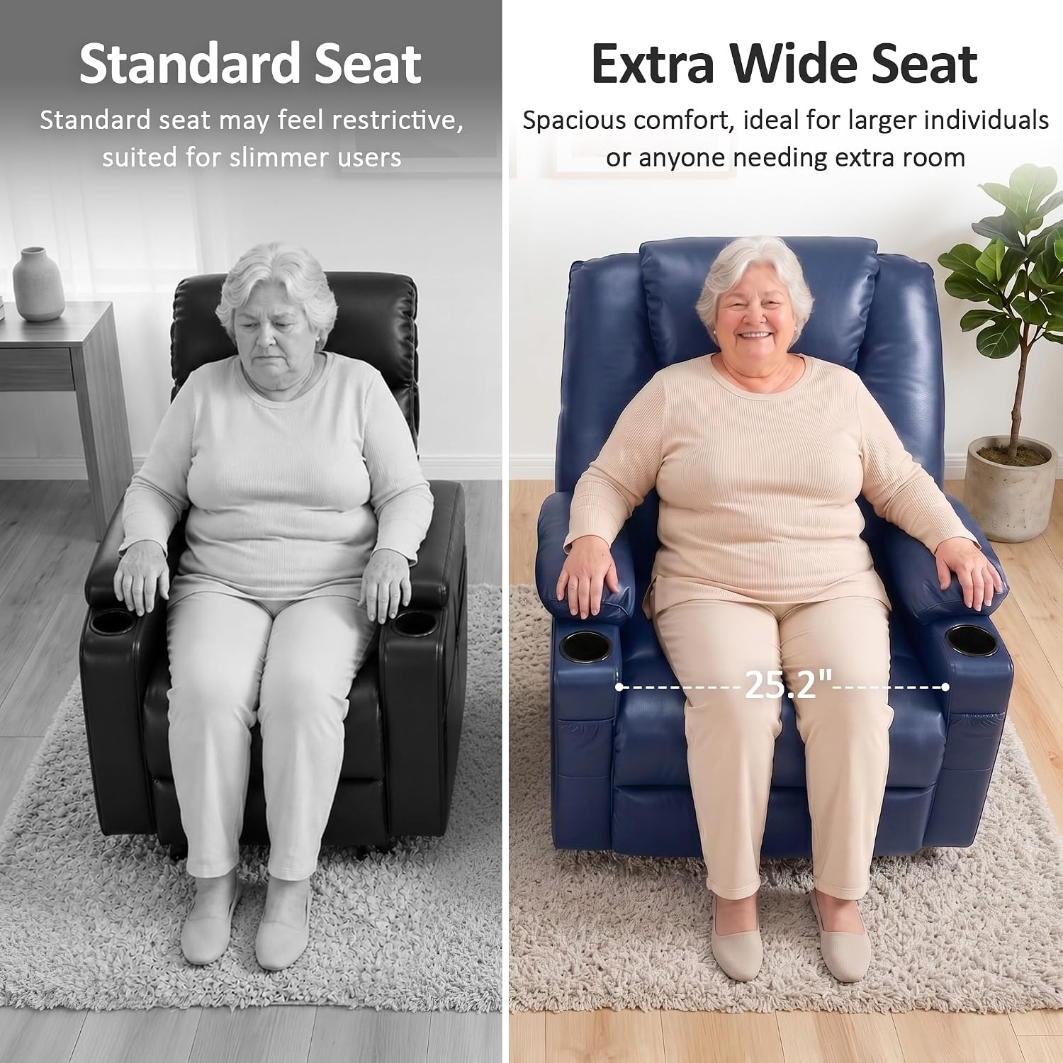 image:imageMCombo Extra Wide Power Lift Recliner Chair for Elderly Lift Chair with Heat and Massage for Big People USBampType C Ports Cup Holders Faux Leather R7045 Grey MediumWideBlue