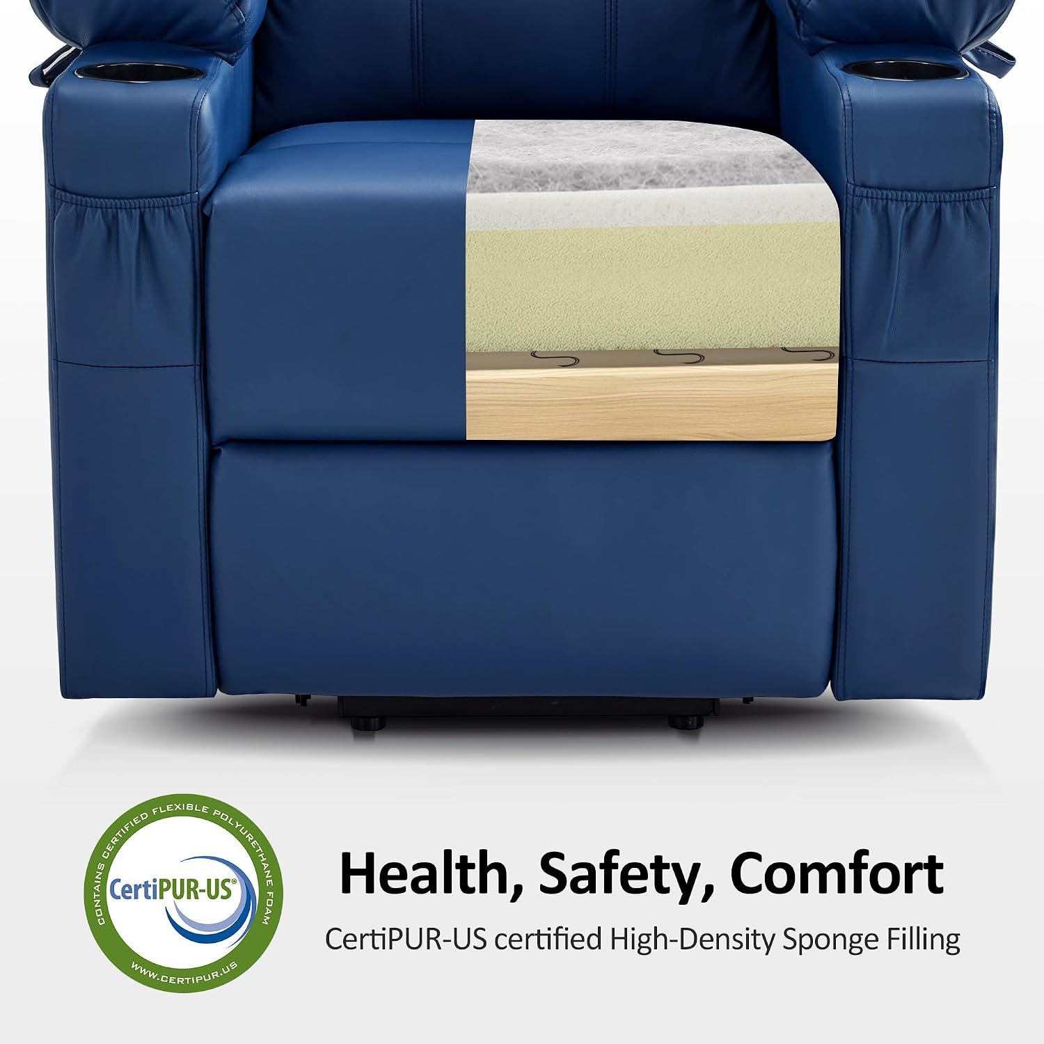 image:imageMCombo Extra Wide Power Lift Recliner Chair for Elderly Lift Chair with Heat and Massage for Big People USBampType C Ports Cup Holders Faux Leather R7045 Grey MediumWideBlue