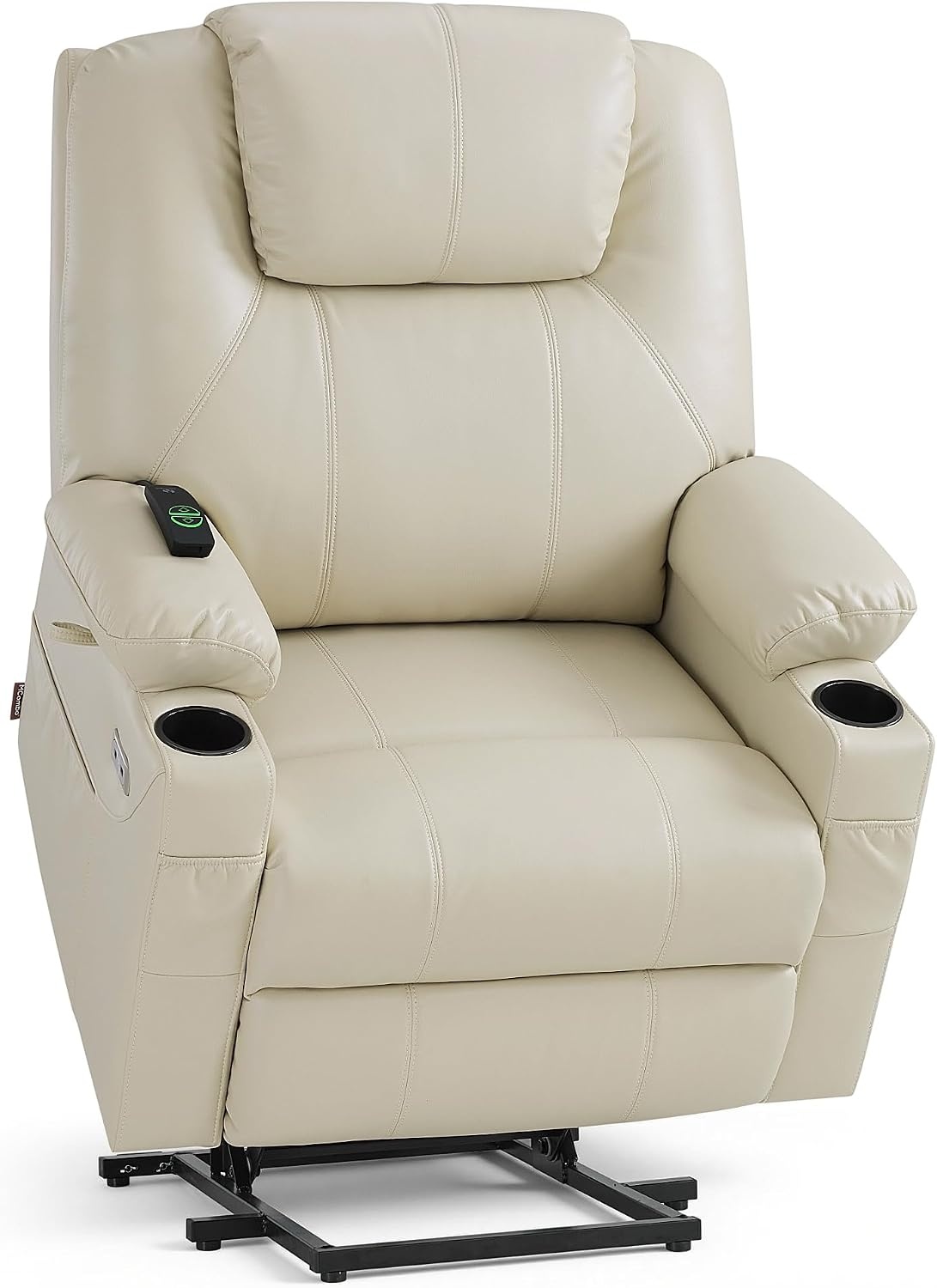 image:imageMCombo Extra Wide Power Lift Recliner Chair for Elderly Lift Chair with Heat and Massage for Big People USBampType C Ports Cup Holders Faux Leather R7045 Grey MediumWideCream White
