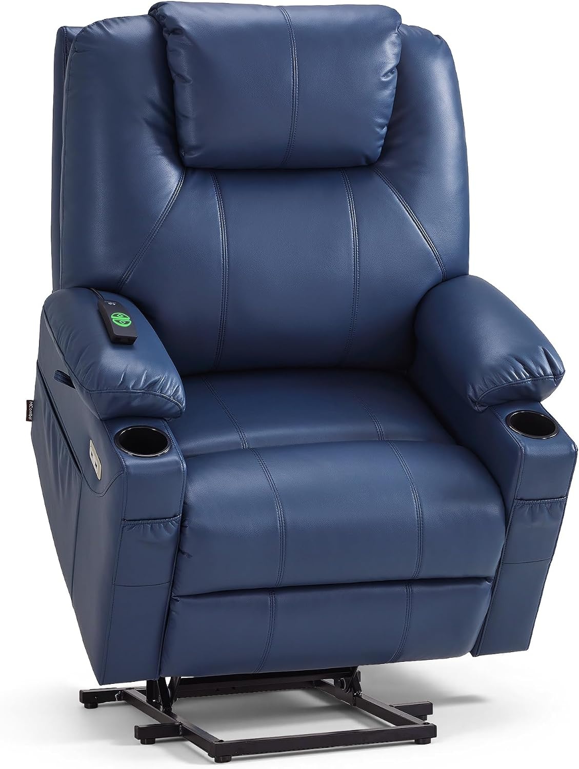image:imageMCombo Extra Wide Power Lift Recliner Chair for Elderly Lift Chair with Heat and Massage for Big People USBampType C Ports Cup Holders Faux Leather R7045 Grey MediumWideBlue