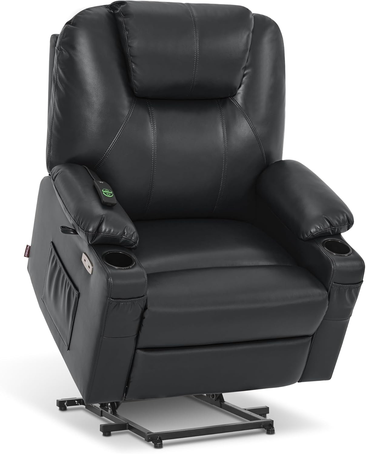 image:imageMCombo Extra Wide Power Lift Recliner Chair for Elderly Lift Chair with Heat and Massage for Big People USBampType C Ports Cup Holders Faux Leather R7045 Grey MediumWideBlack
