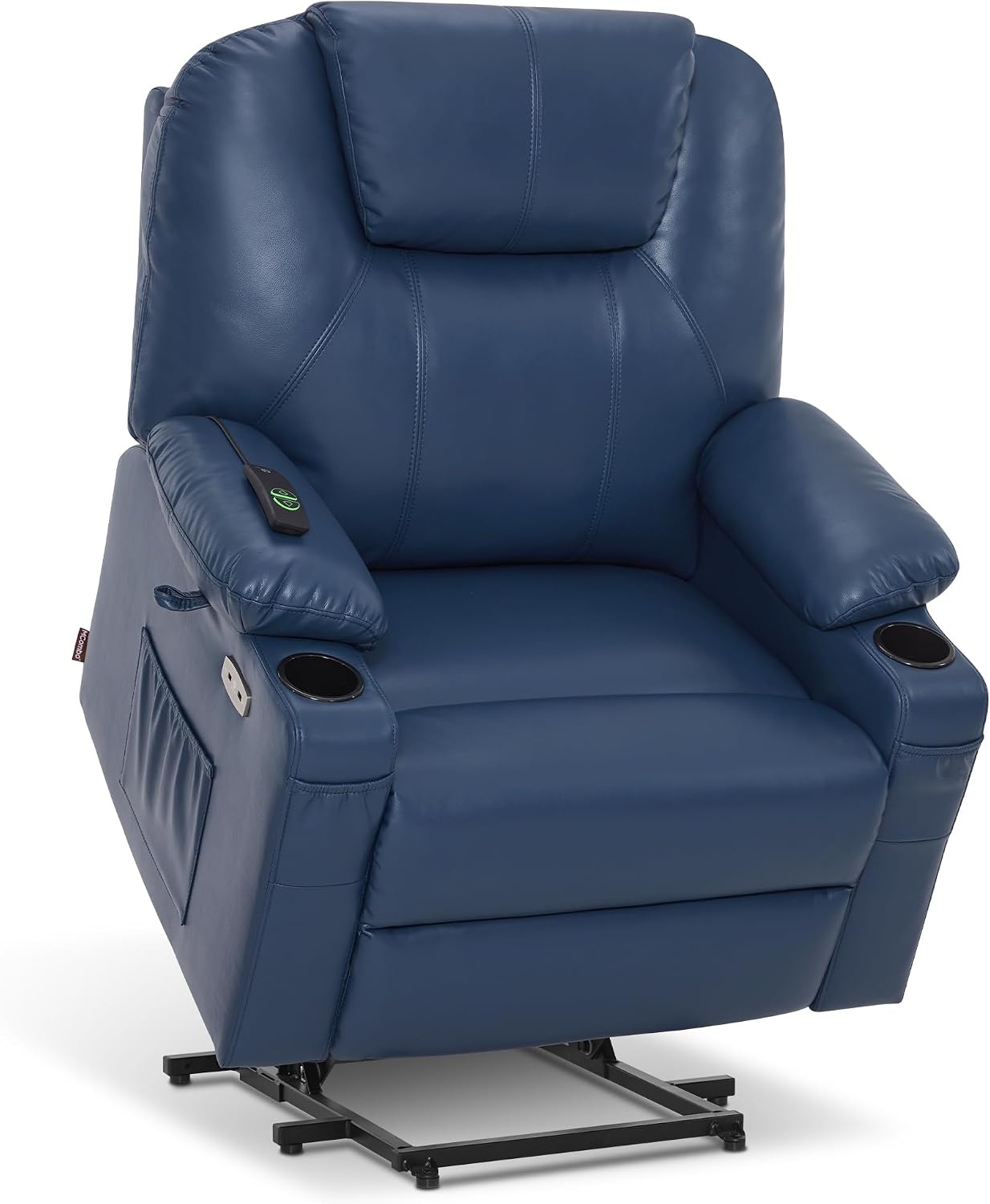 image:imageMCombo Extra Wide Power Lift Recliner Chair for Elderly Lift Chair with Heat and Massage for Big People USBampType C Ports Cup Holders Faux Leather R7045 Grey MediumWideBlue