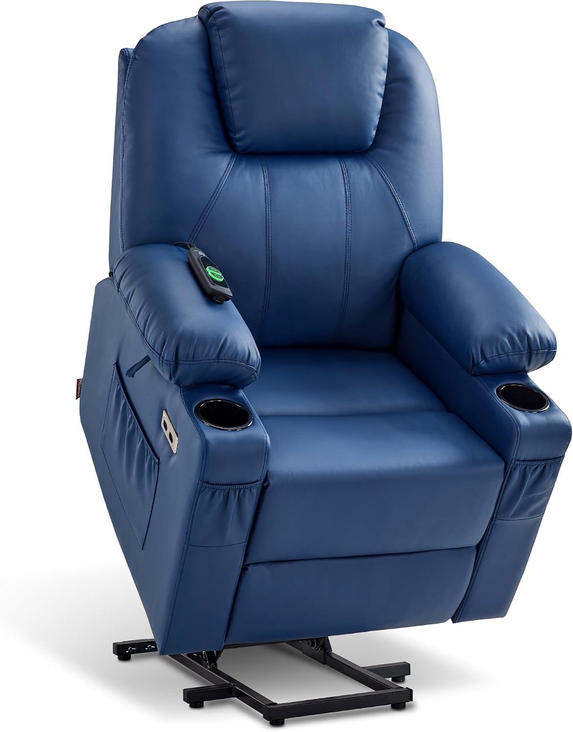image:imageMCombo Extra Wide Power Lift Recliner Chair for Elderly Lift Chair with Heat and Massage for Big People USBampType C Ports Cup Holders Faux Leather R7045 Grey MediumWideBlue