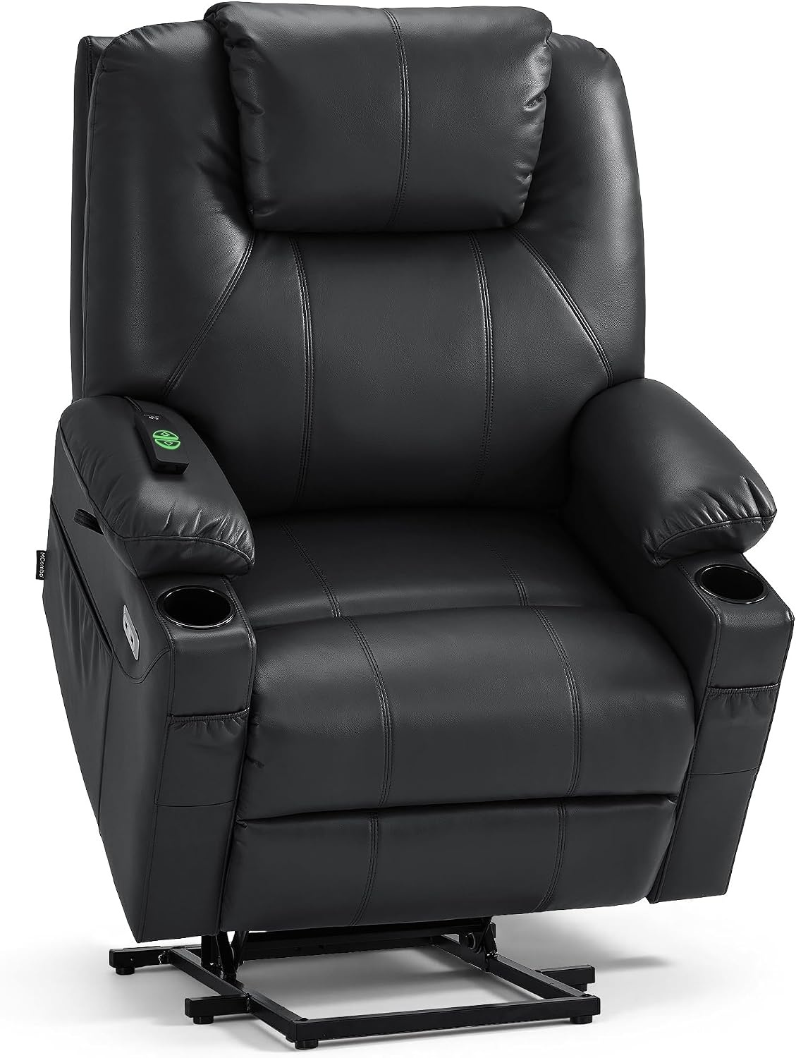 image:imageMCombo Extra Wide Power Lift Recliner Chair for Elderly Lift Chair with Heat and Massage for Big People USBampType C Ports Cup Holders Faux Leather R7045 Grey MediumWideBlack