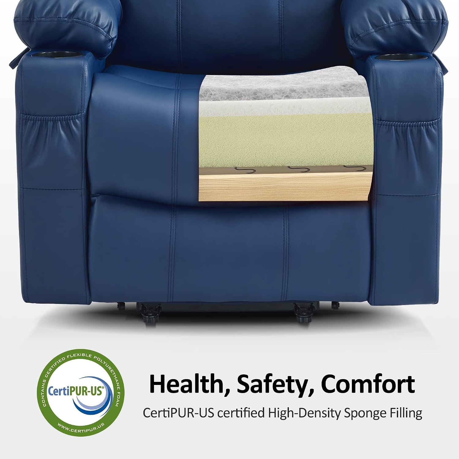 image:imageMCombo Extra Wide Power Lift Recliner Chair for Elderly Lift Chair with Heat and Massage for Big People USBampType C Ports Cup Holders Faux Leather R7045 Grey MediumWideBlue