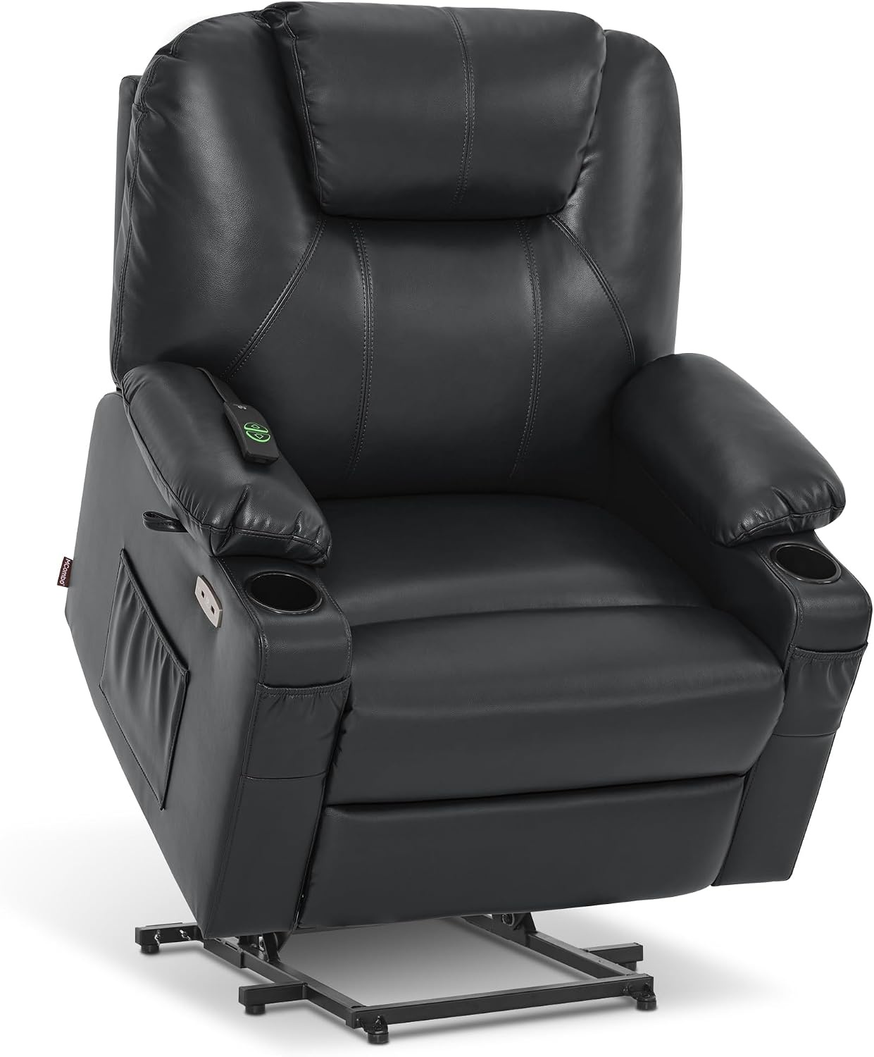 image:imageMCombo Extra Wide Power Lift Recliner Chair for Elderly Lift Chair with Heat and Massage for Big People USBampType C Ports Cup Holders Faux Leather R7045 Grey MediumWideBlack