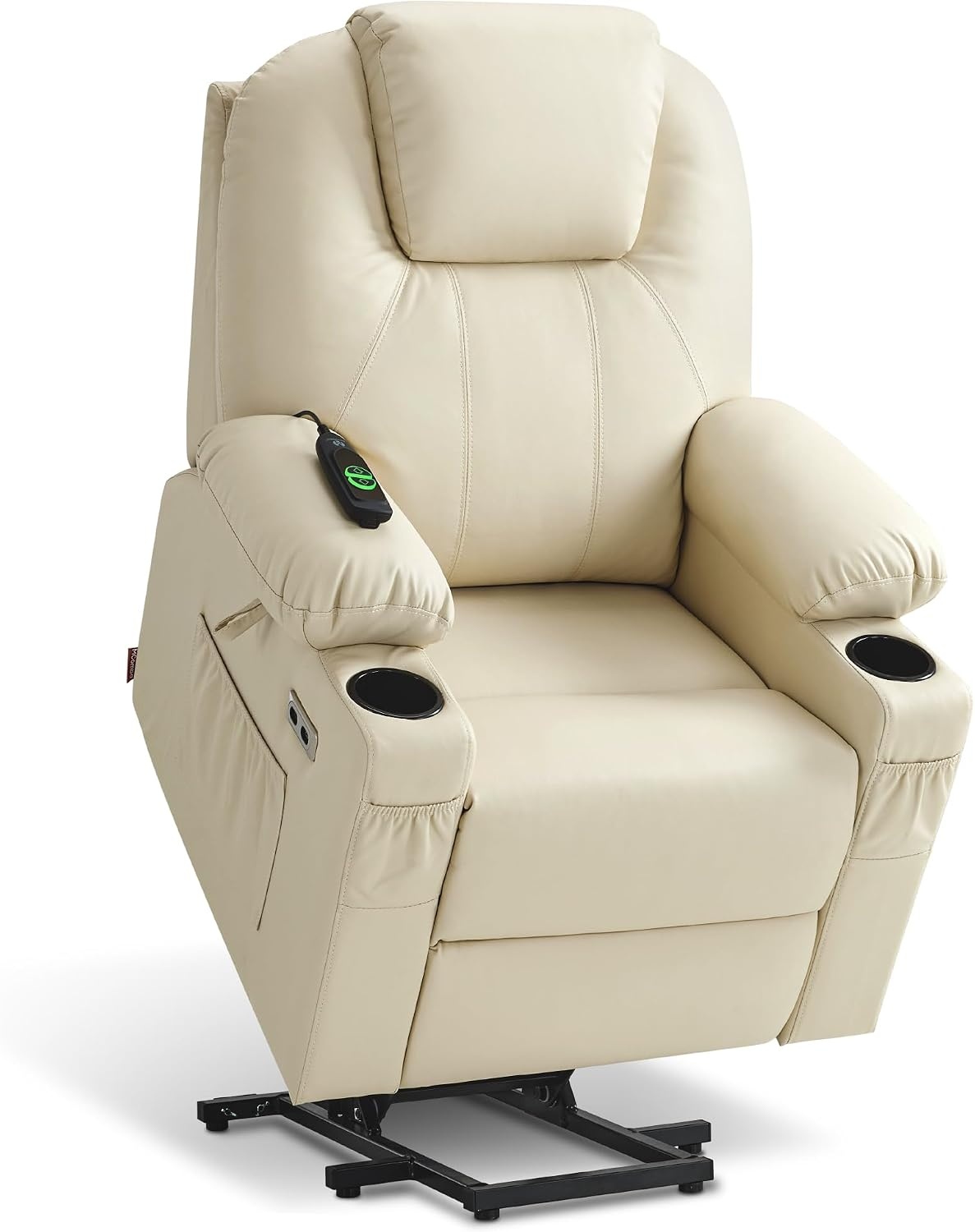 image:imageMCombo Extra Wide Power Lift Recliner Chair for Elderly Lift Chair with Heat and Massage for Big People USBampType C Ports Cup Holders Faux Leather R7045 Grey MediumWideCream White