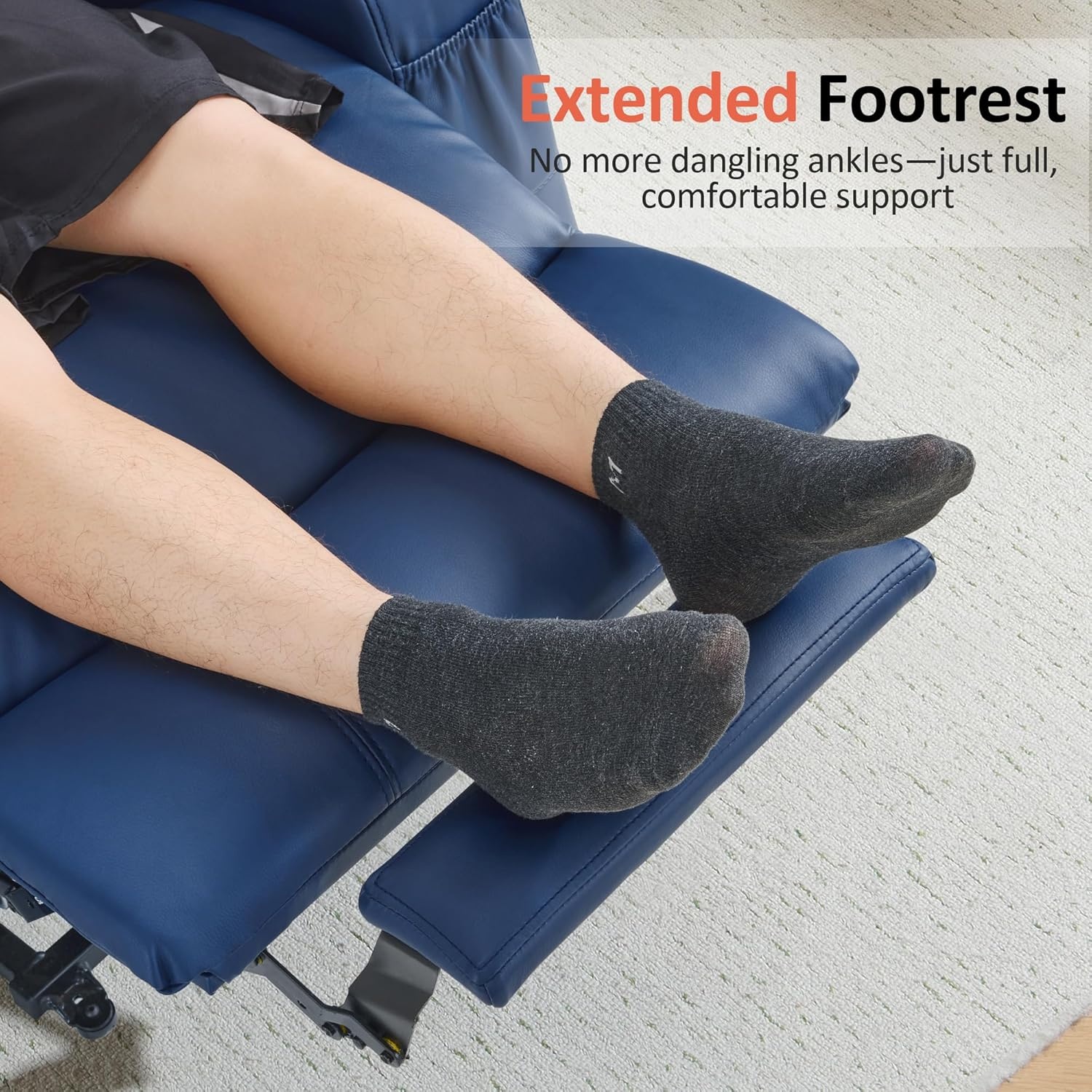 image:imageMCombo Extra Wide Power Lift Recliner Chair for Elderly Lift Chair with Heat and Massage for Big People USBampType C Ports Cup Holders Faux Leather R7045 Grey MediumWideBlue