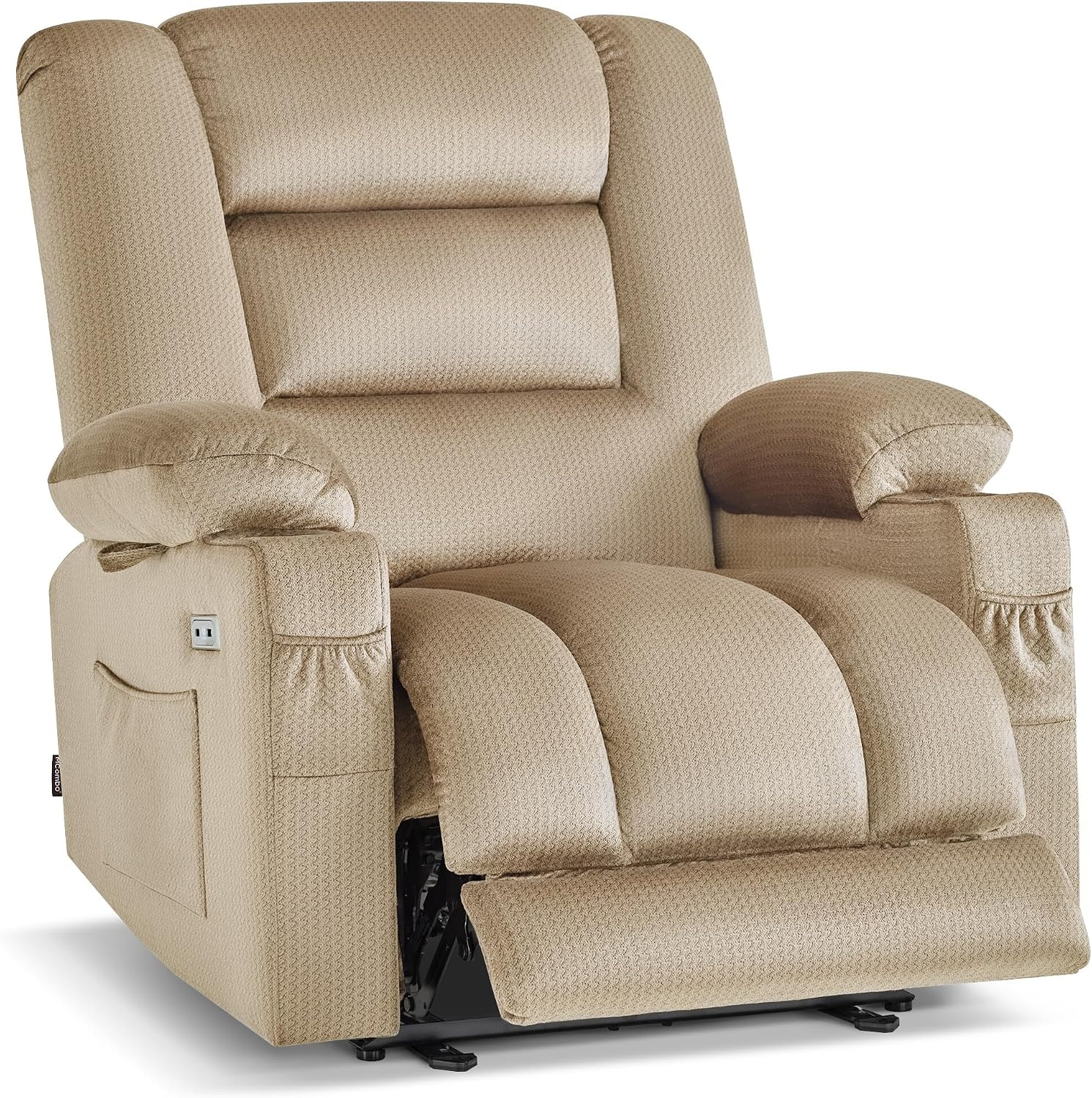 image:imageMCombo Recliner Chair for Adults Zero Gravity Recliner with Massage and Heat USB amp Type C Ports Cup Holders for Living Room PR670 Medium BrownBeige