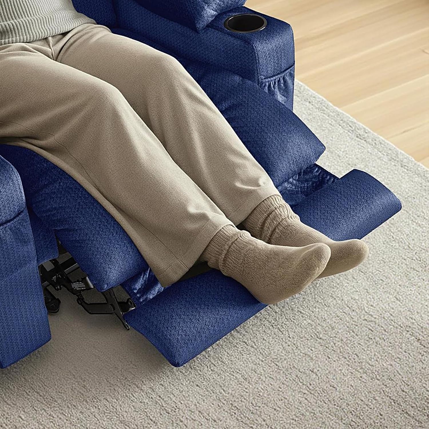 image:imageMCombo Recliner Chair for Adults Zero Gravity Recliner with Massage and Heat USB amp Type C Ports Cup Holders for Living Room PR670 Medium BrownBlue