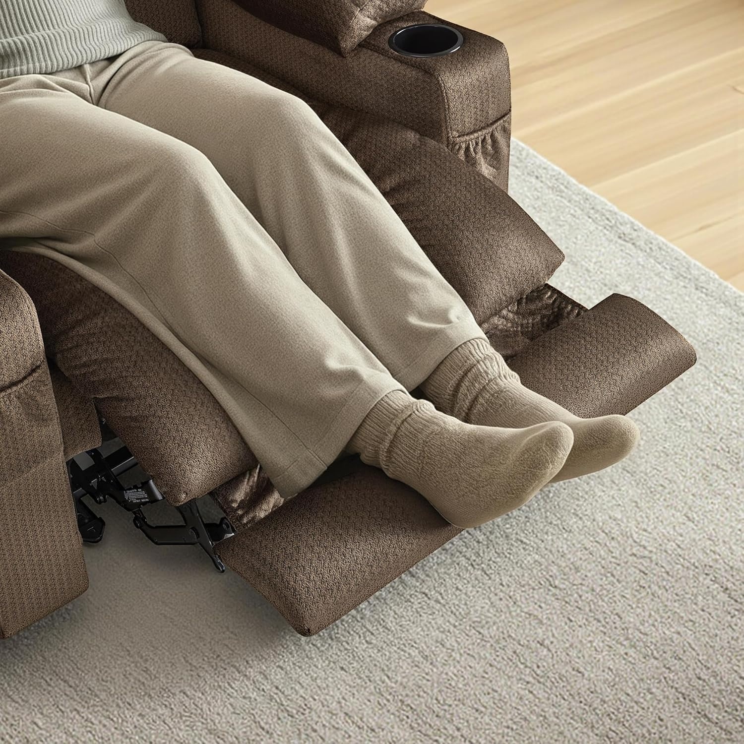 image:imageMCombo Recliner Chair for Adults Zero Gravity Recliner with Massage and Heat USB amp Type C Ports Cup Holders for Living Room PR670 Medium BrownBrown