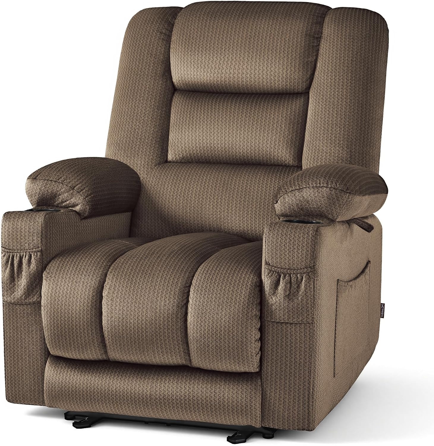 image:imageMCombo Recliner Chair for Adults Zero Gravity Recliner with Massage and Heat USB amp Type C Ports Cup Holders for Living Room PR670 Medium BrownDark Brown