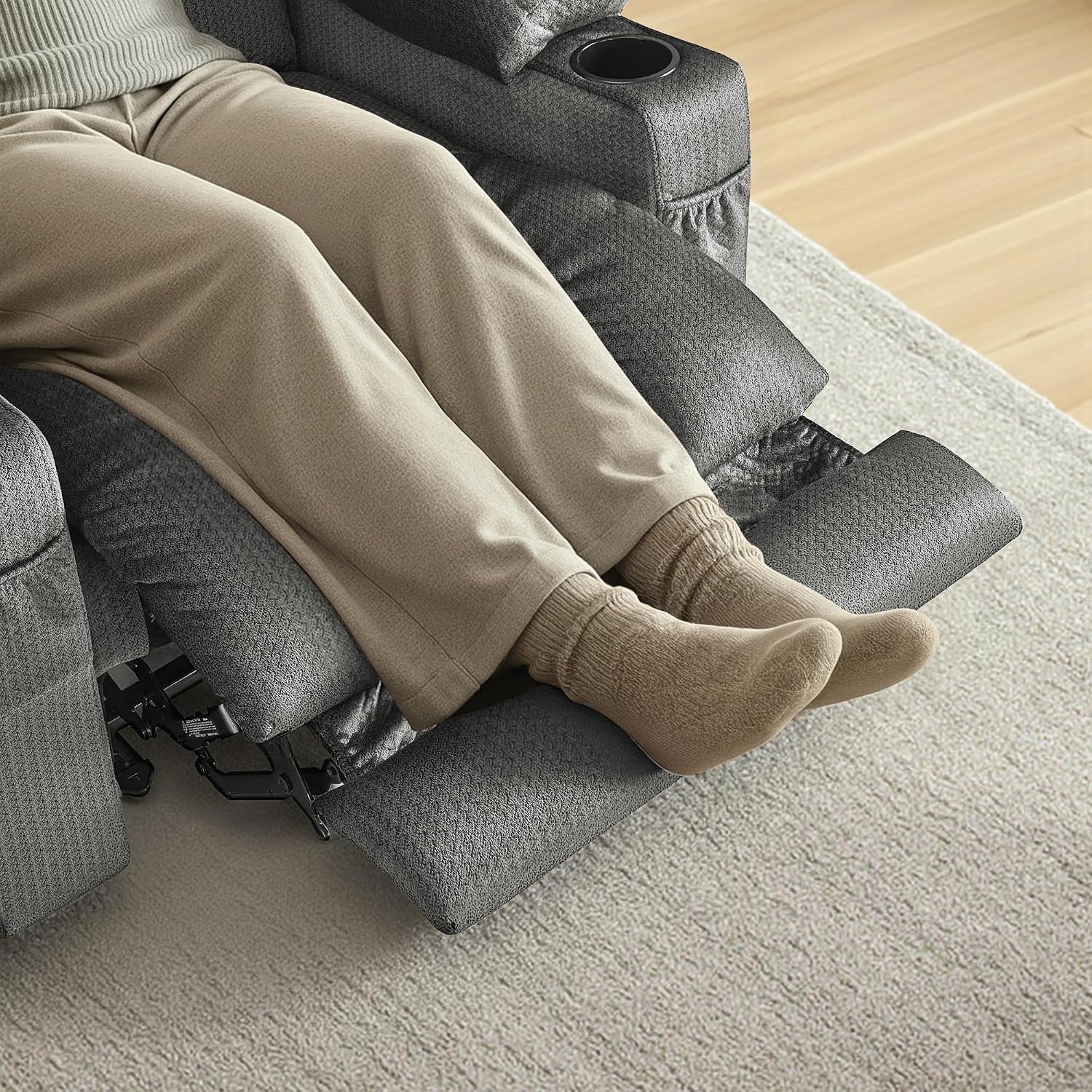 image:imageMCombo Recliner Chair for Adults Zero Gravity Recliner with Massage and Heat USB amp Type C Ports Cup Holders for Living Room PR670 Medium BrownGrey