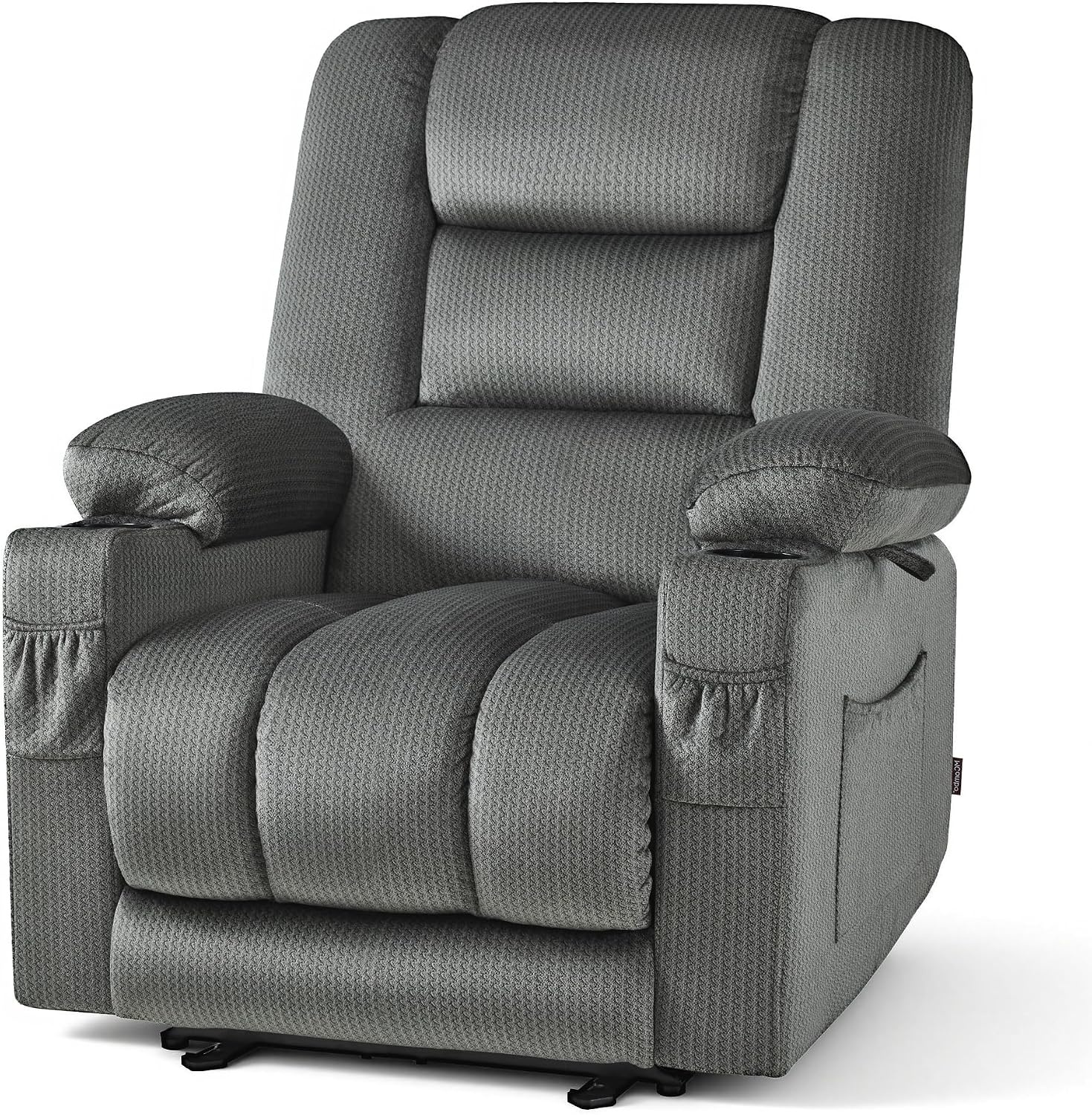image:imageMCombo Recliner Chair for Adults Zero Gravity Recliner with Massage and Heat USB amp Type C Ports Cup Holders for Living Room PR670 Medium BrownGrey