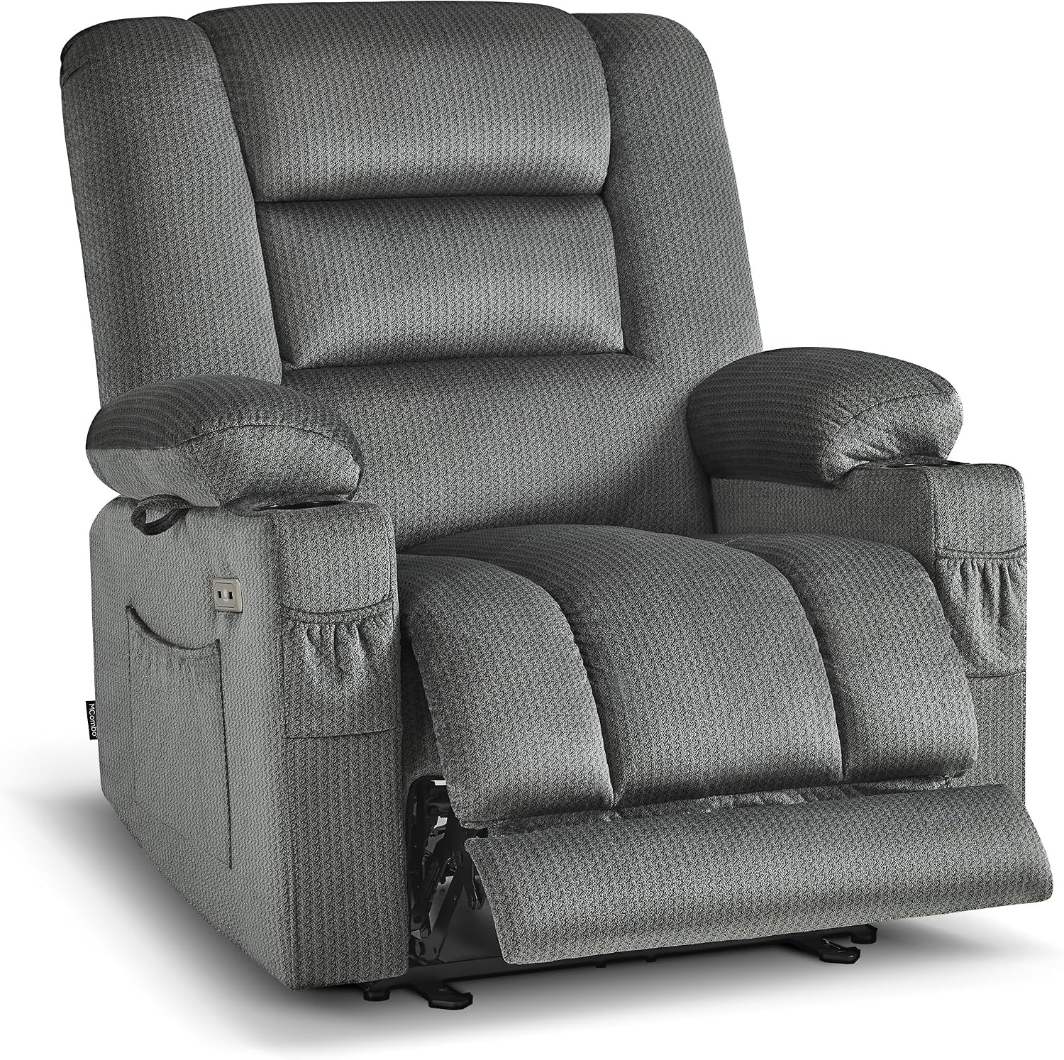 image:imageMCombo Recliner Chair for Adults Zero Gravity Recliner with Massage and Heat USB amp Type C Ports Cup Holders for Living Room PR670 Medium BrownGrey