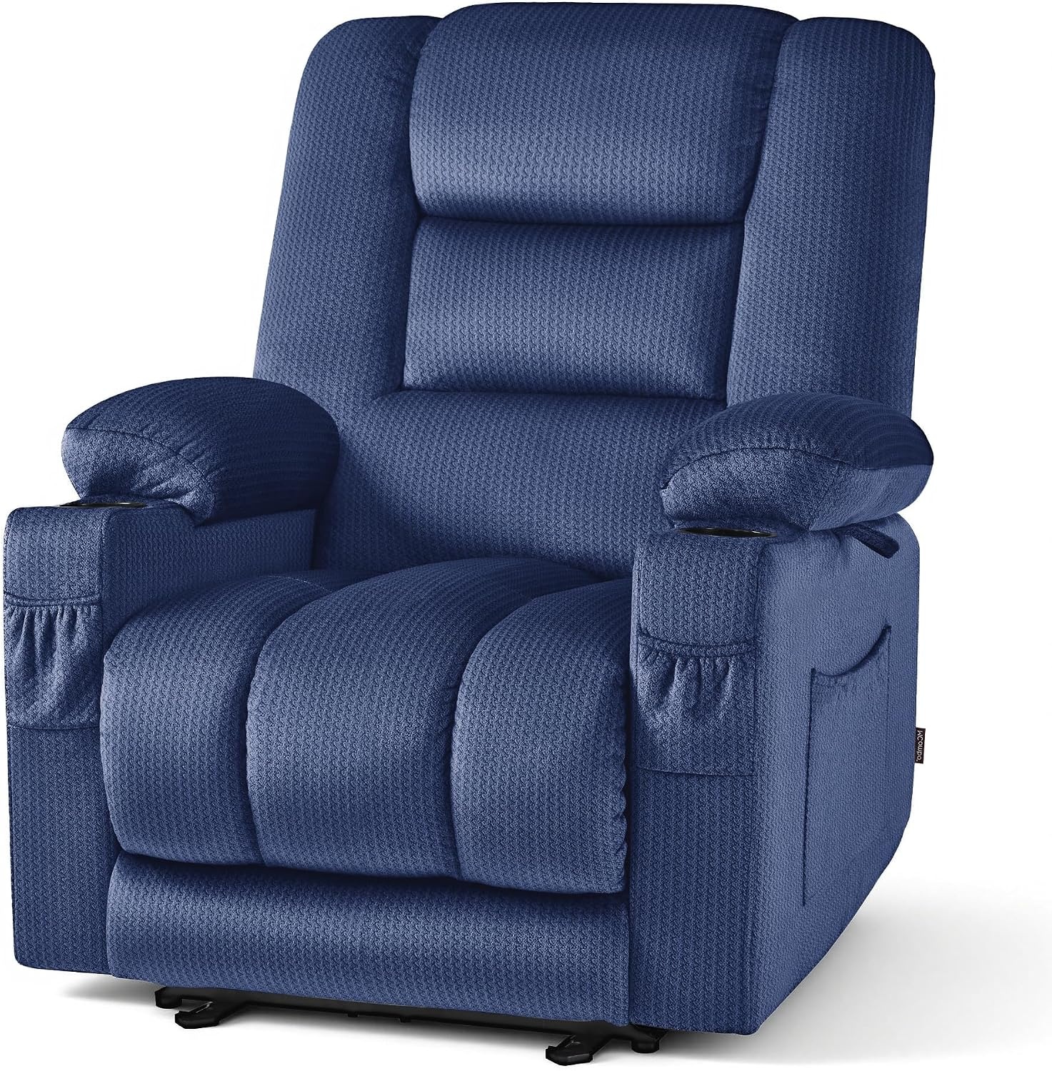 image:imageMCombo Recliner Chair for Adults Zero Gravity Recliner with Massage and Heat USB amp Type C Ports Cup Holders for Living Room PR670 Medium BrownNavy Blue