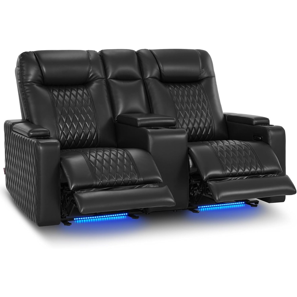 image:imageMCombo 80 Zero Gravity Oversized Power Reclining Loveseat with Adjustable Headrest for Living Room Double Recliner Sofa with USB amp Type C Armrest Storage amp LED Light HTS401SETBlack