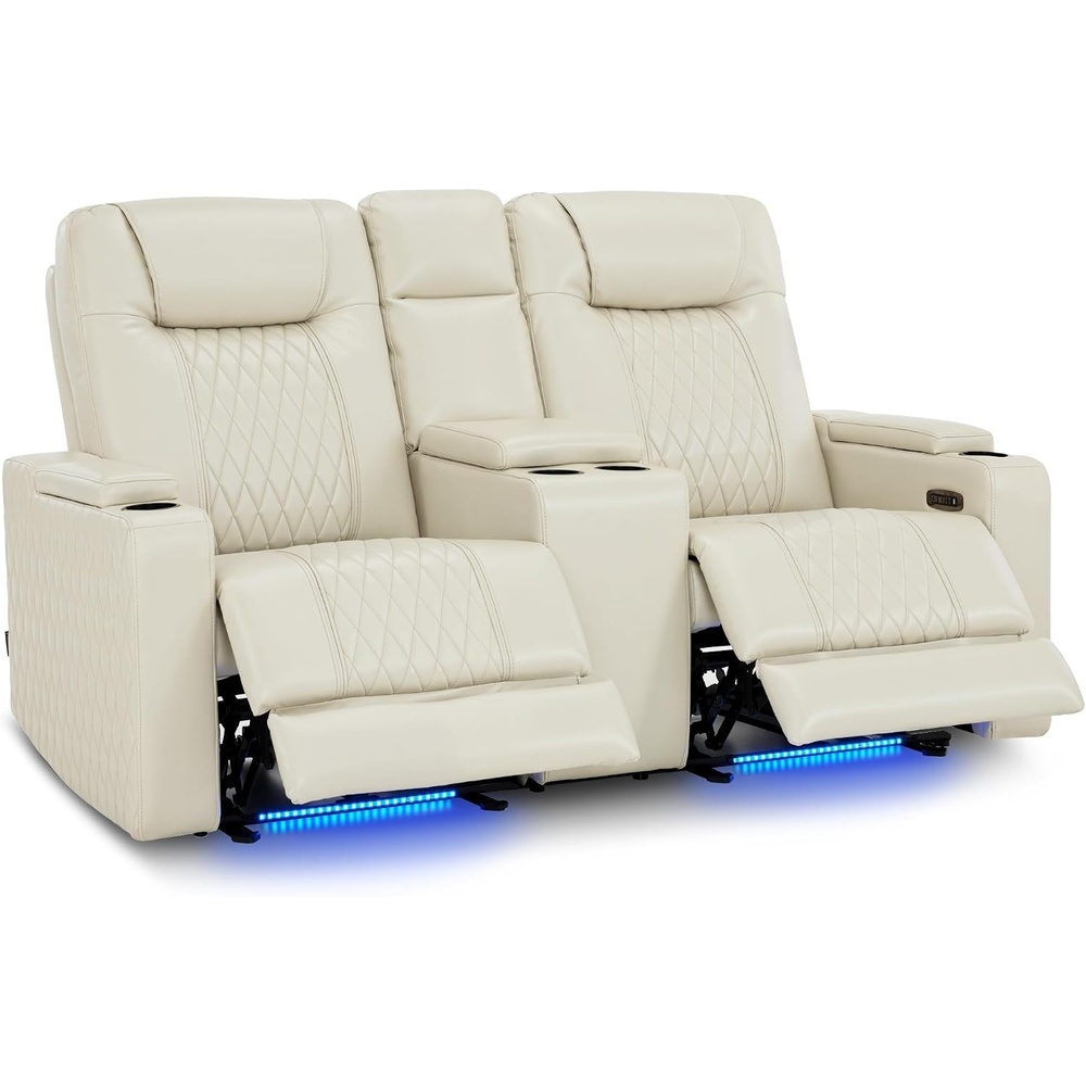 image:imageMCombo 80 Zero Gravity Oversized Power Reclining Loveseat with Adjustable Headrest for Living Room Double Recliner Sofa with USB amp Type C Armrest Storage amp LED Light HTS401SETBeige