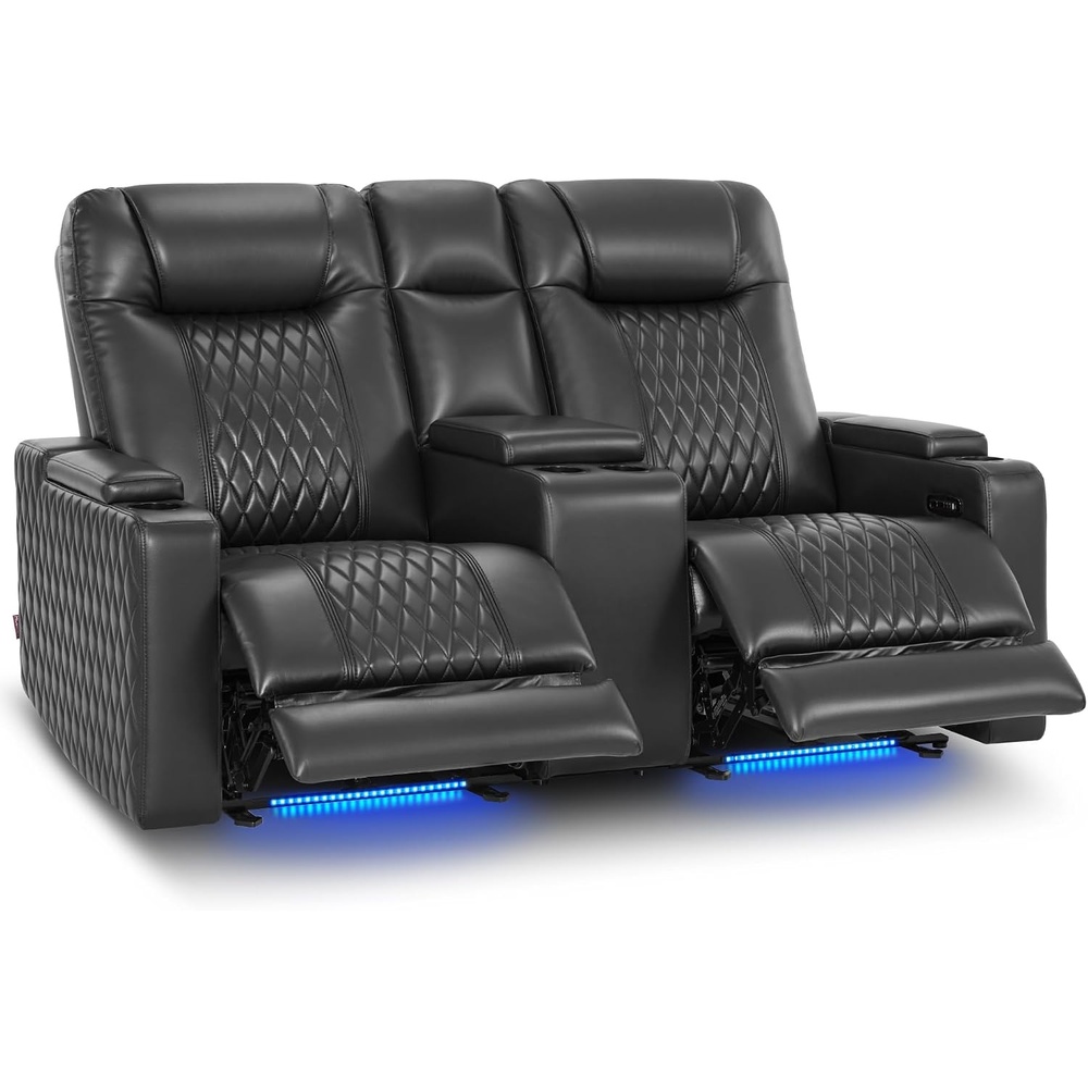 image:imageMCombo 80 Zero Gravity Oversized Power Reclining Loveseat with Adjustable Headrest for Living Room Double Recliner Sofa with USB amp Type C Armrest Storage amp LED Light HTS401SETDark Grey