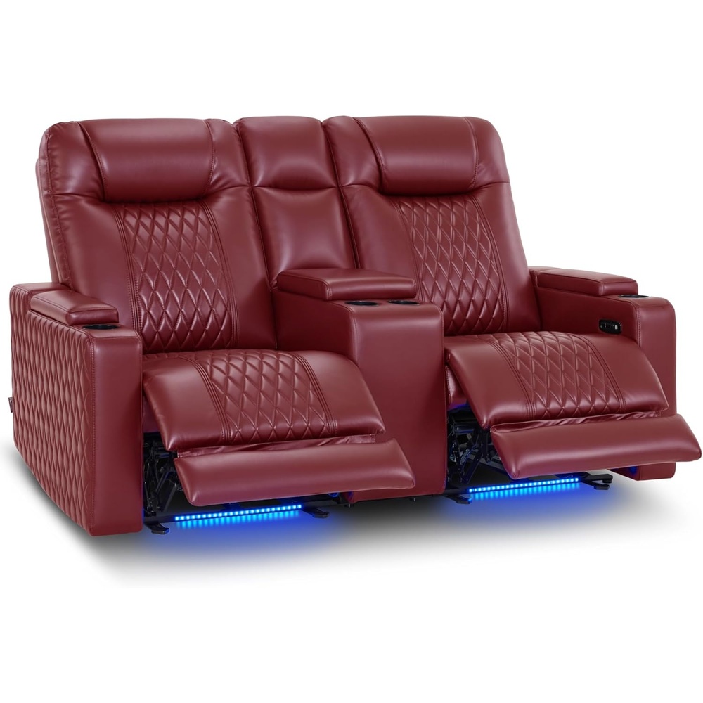 image:imageMCombo 80 Zero Gravity Oversized Power Reclining Loveseat with Adjustable Headrest for Living Room Double Recliner Sofa with USB amp Type C Armrest Storage amp LED Light HTS401SETRed
