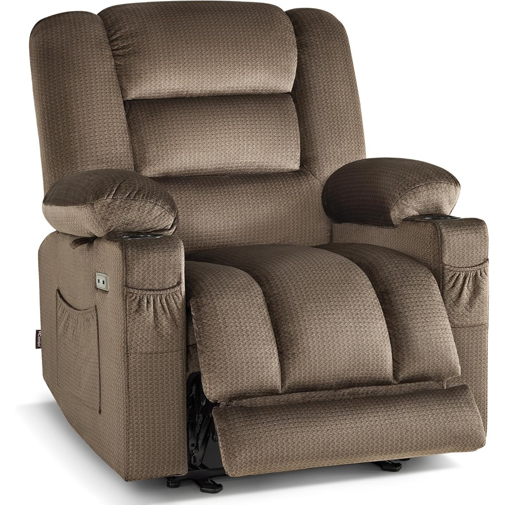 image:imageMCombo Recliner Chair for Adults Zero Gravity Recliner with Massage and Heat USB amp Type C Ports Cup Holders for Living Room PR670 Medium BrownDark Brown