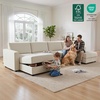 image:imageMCombo 116 Oversized Sectional Couch Sofa with Storage Ottoman PetFriendly Cloud Couch with FSC Certified 26 Deep Seat Sofa for Living Room Chenille S6366 GreyBeige