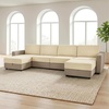 image:imageMCombo 116 Oversized Sectional Couch Sofa with Storage Ottoman PetFriendly Cloud Couch with FSC Certified 26 Deep Seat Sofa for Living Room Chenille S6366 GreyCream