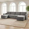 image:imageMCombo 116 Oversized Sectional Couch Sofa with Storage Ottoman PetFriendly Cloud Couch with FSC Certified 26 Deep Seat Sofa for Living Room Chenille S6366 GreyGrey