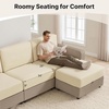 image:imageMCombo 116 Oversized Sectional Couch Sofa with Storage Ottoman PetFriendly Cloud Couch with FSC Certified 26 Deep Seat Sofa for Living Room Chenille S6366 GreyCream