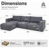 image:imageMCombo 121 Oversized Boneless Sofa with Ottoman Extra Deep Cloud Couch Modular Sectional Sofa Compressed Foam Couch for Living Room SS378 Dark GreyDark Grey