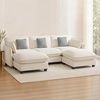image:imageMCombo 152 Oversized Cloud Sectional Couch Sectional Sofa with FSC Certified U Shaped Couch with Ottoman for Living Room Chenille S0701 BeigeBeige
