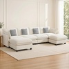image:imageMCombo 152 Oversized Cloud Sectional Couch Sectional Sofa with FSC Certified U Shaped Couch with Ottoman for Living Room Chenille S0701 BeigeBeige