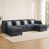 image:imageMCombo 152 Oversized Cloud Sectional Couch Sectional Sofa with FSC Certified U Shaped Couch with Ottoman for Living Room Chenille S0701 BeigeBlack