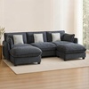 image:imageMCombo 152 Oversized Cloud Sectional Couch Sectional Sofa with FSC Certified U Shaped Couch with Ottoman for Living Room Chenille S0701 BeigeBlack
