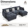 image:imageMCombo 152 Oversized Cloud Sectional Couch Sectional Sofa with FSC Certified U Shaped Couch with Ottoman for Living Room Chenille S0701 BeigeBlack