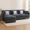 image:imageMCombo 152 Oversized Cloud Sectional Couch Sectional Sofa with FSC Certified U Shaped Couch with Ottoman for Living Room Chenille S0701 BeigeBlack