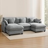 image:imageMCombo 152 Oversized Cloud Sectional Couch Sectional Sofa with FSC Certified U Shaped Couch with Ottoman for Living Room Chenille S0701 BeigeGrey