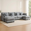image:imageMCombo 152 Oversized Cloud Sectional Couch Sectional Sofa with FSC Certified U Shaped Couch with Ottoman for Living Room Chenille S0701 BeigeGrey