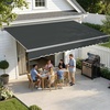 image:imageMCombo 2YearNonFading 8 x 7ft Retractable Patio Awning Fully Assembled Manual Sunshade with Aluminum Frame 100 Acrylic Fabric Outdoor Window Awning for Deck Balcony Yard Beige 8 x 7ftDark Grey