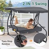 image:imageMCombo 3 Seat Patio Swing Chair Outdoor Swing with Adjustable Canopy Weather Resistant Steel Frame Porch Swing Sets for Backyard Poolside Balcony 4090 BurgundyDark Grey